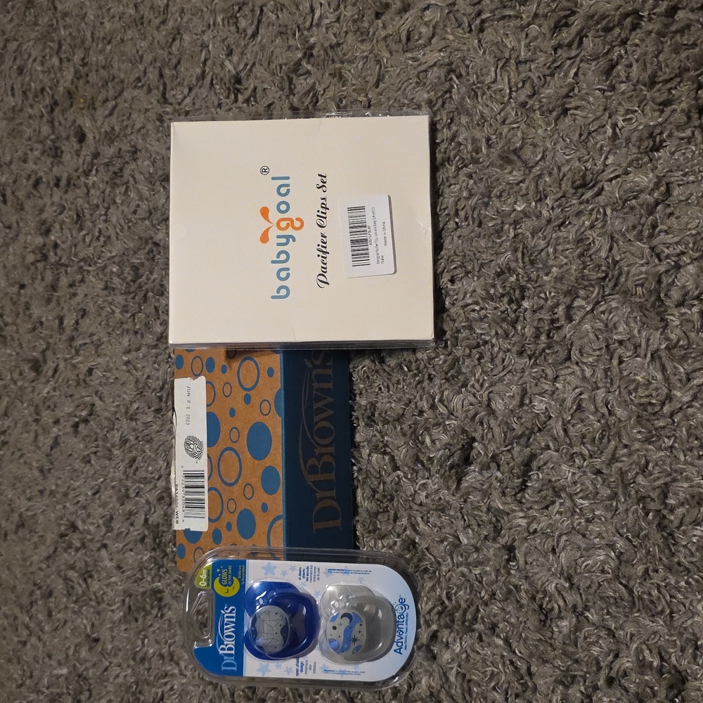 Blue Pacifier Set and Set Of Clips